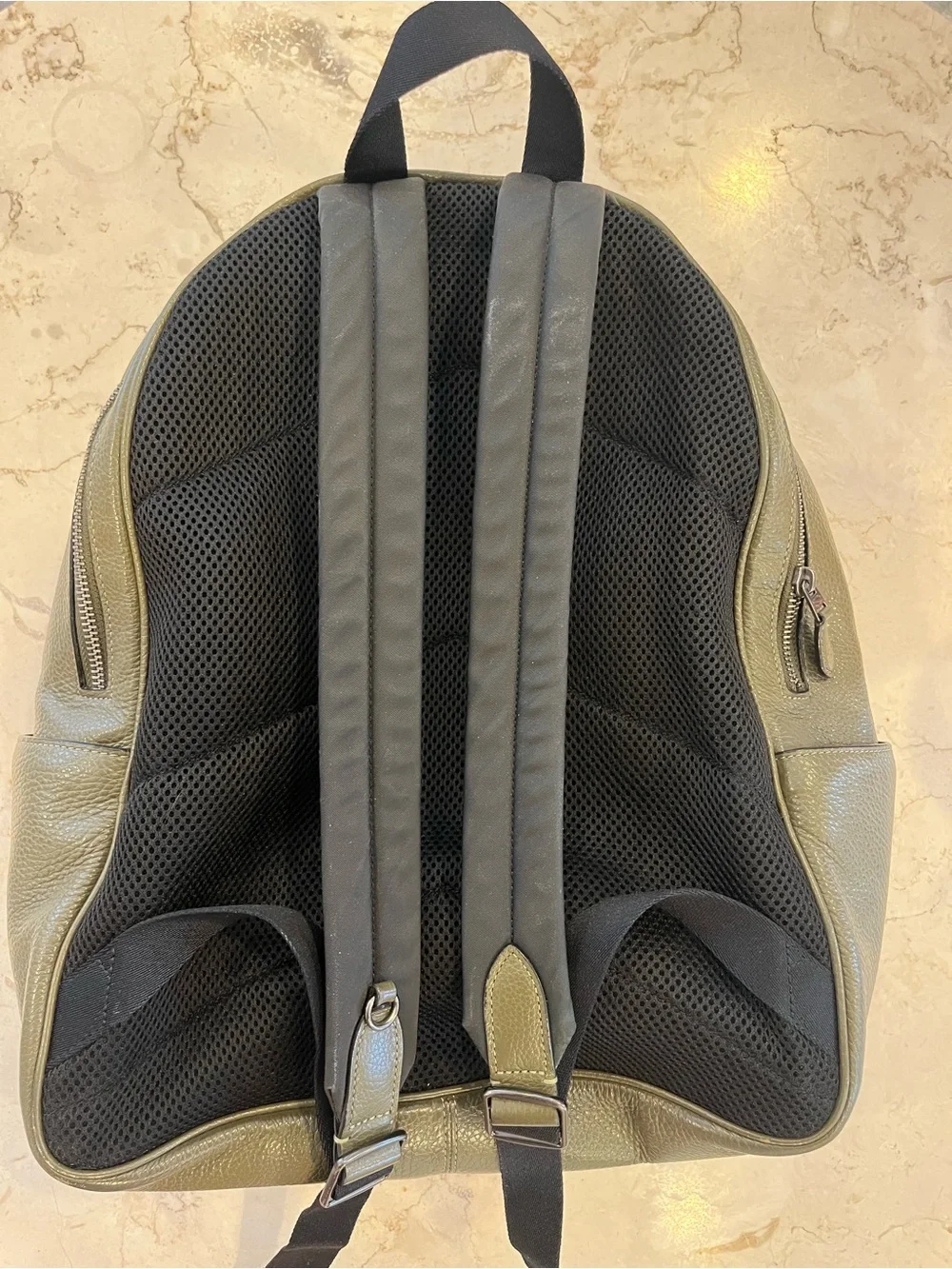 Coach Olive Green Pebbled Leather Backpack